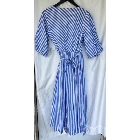 Staud Jodie Midi Wrap Dress Sea Stripe Size Small Bridal Wedding Guest Picnic - Picture 8 of 13